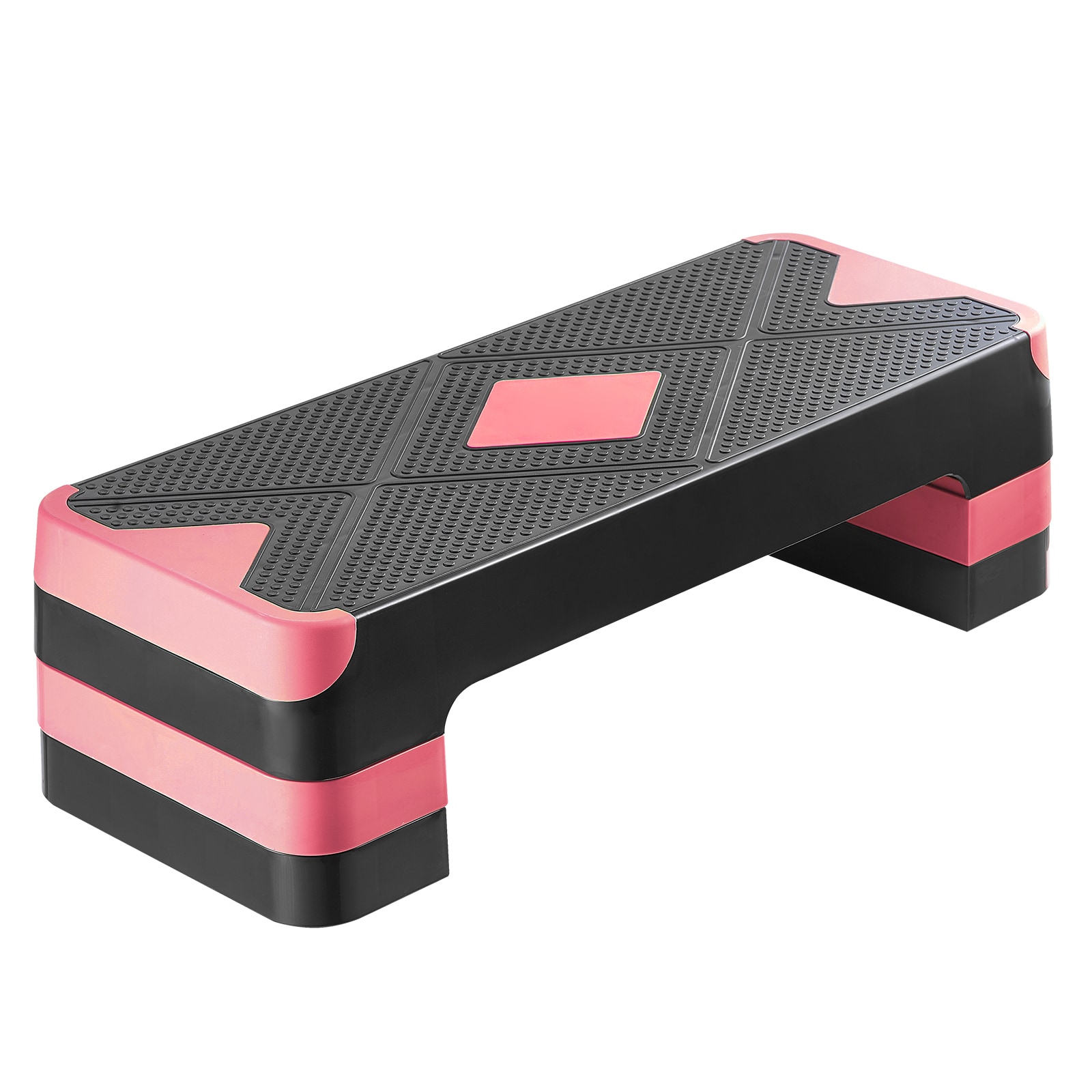 Aerobic Exercise Step Platform Height Adjustable Workout Stepper 4 Riser Red_voghion.com